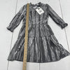 Deux Par Deux Castle Rock Gray Long Sleeve Crinkle Dress Youth Girls 5 New $68
