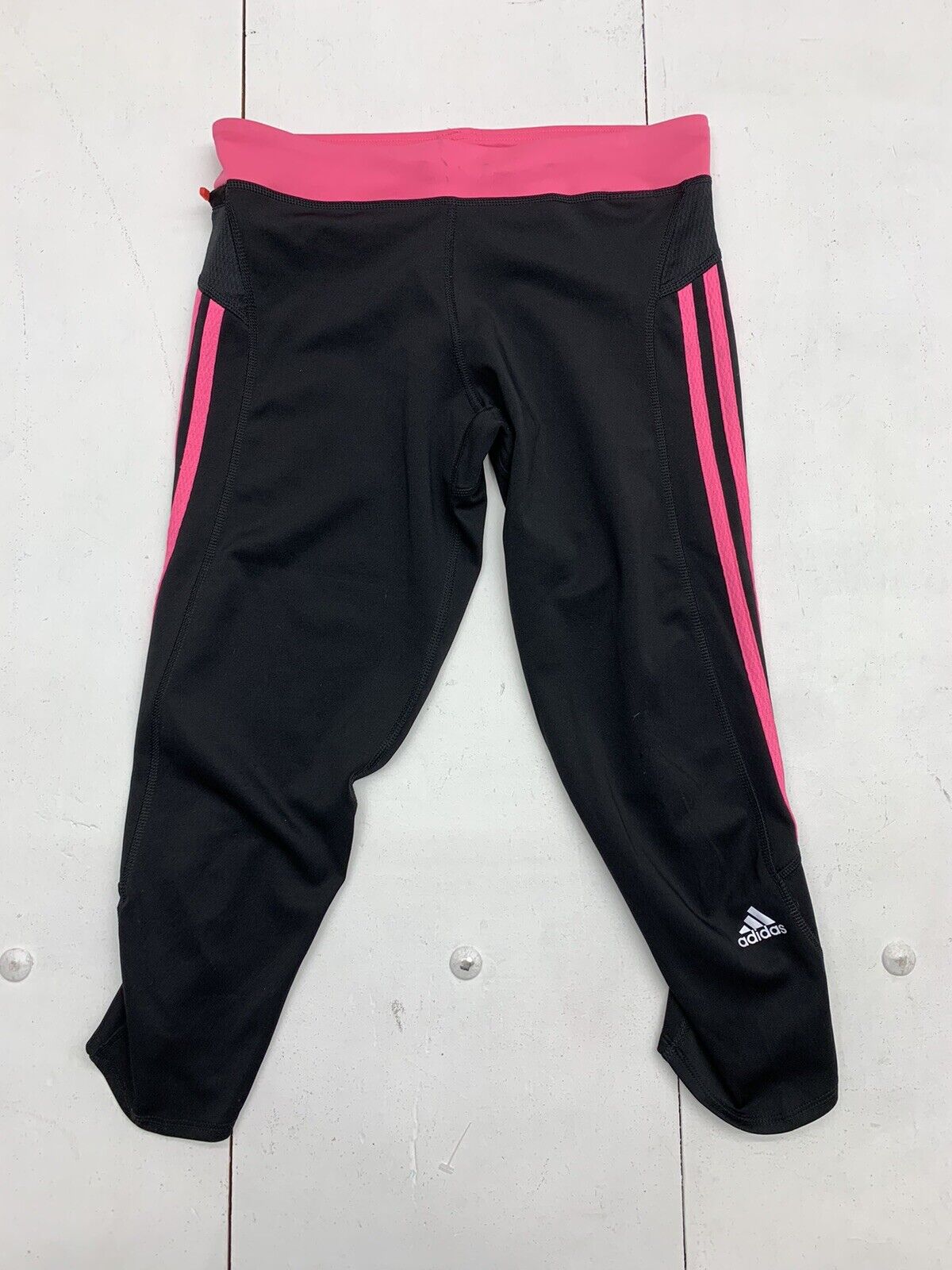 Adidas Capri Spandex 3 Stripe Pants Black Pink