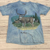 Vintage Oneita Blue Marbled Deer Buck Graphic Short Sleeve T-Shirt Adult Size M