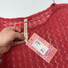Hem &amp; Thread Coral Pink Crochet Short Sleeve Women’s Size Large New
