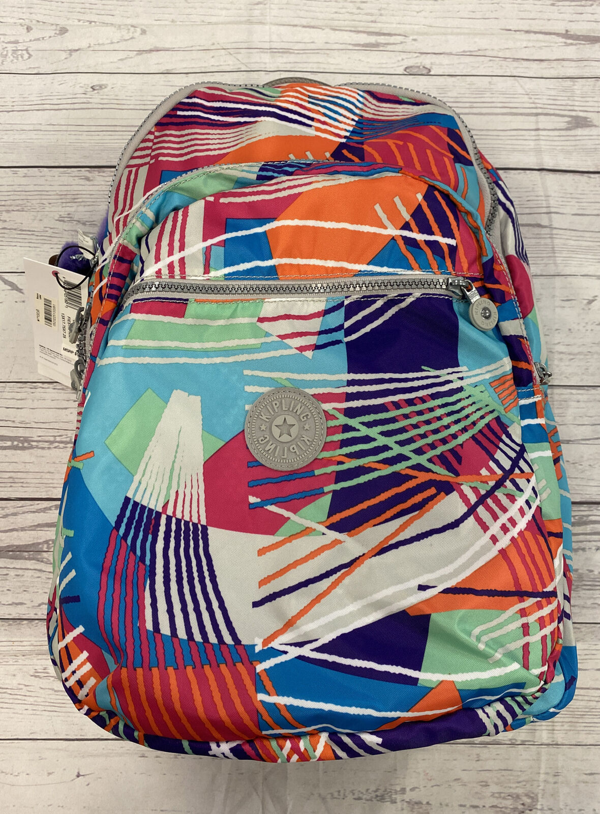 NWT Kipling BP3447 Seoul Backpack Laptop Travel Bag Nylon Fiesta Multi Color