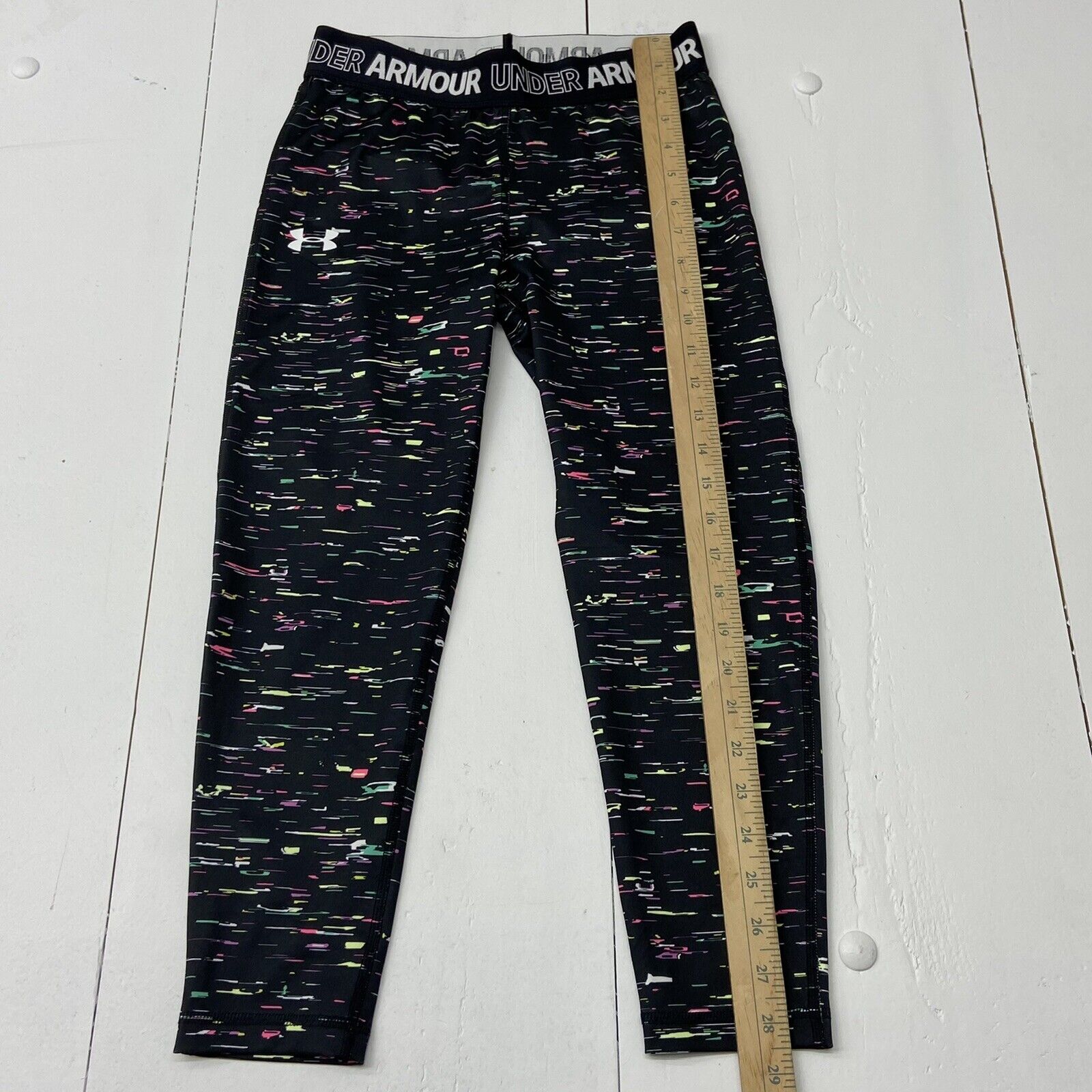 Under Armour Black Multicolor Athletic Leggings Youth Girls Size