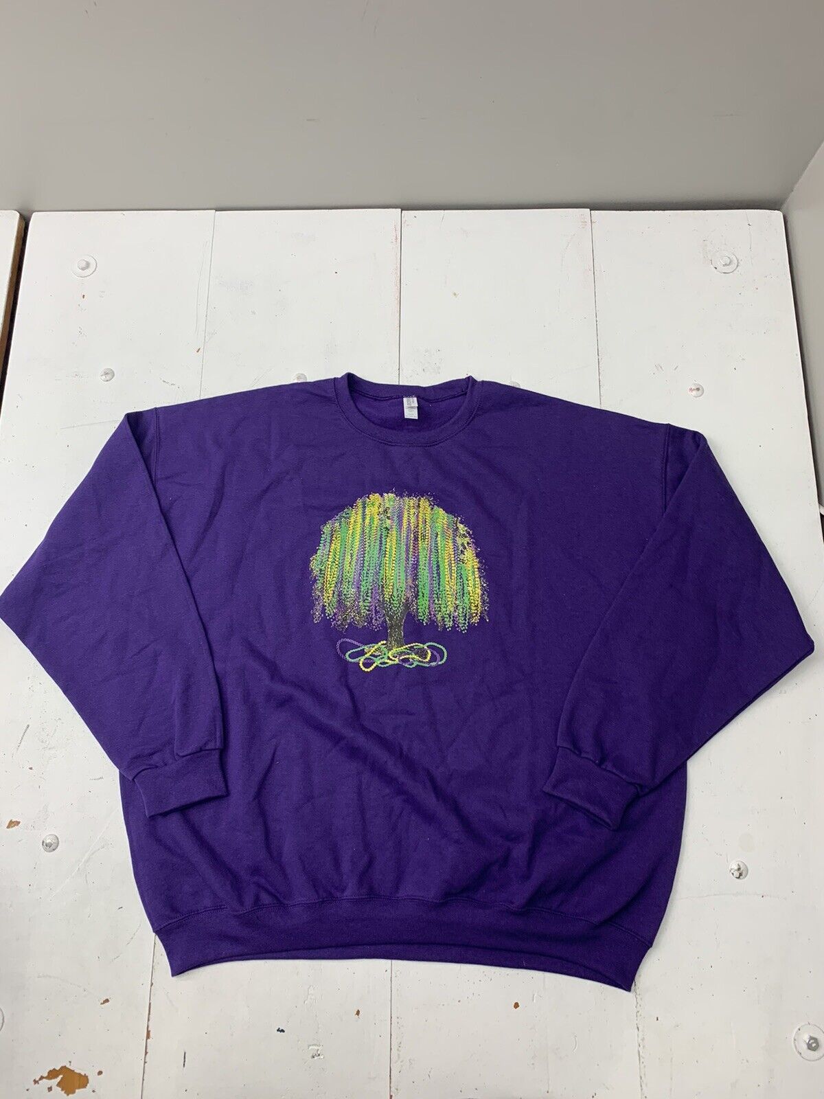 Custom Graphic Purple Tree Pullover Sweater Adult Size 3XL