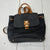 Black & Brown Large Backpack Purse With Gold Accents