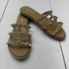 Forever Tan Beige Gold Studded Sandals Slip On Strappy Womens Size 8.5 NEW