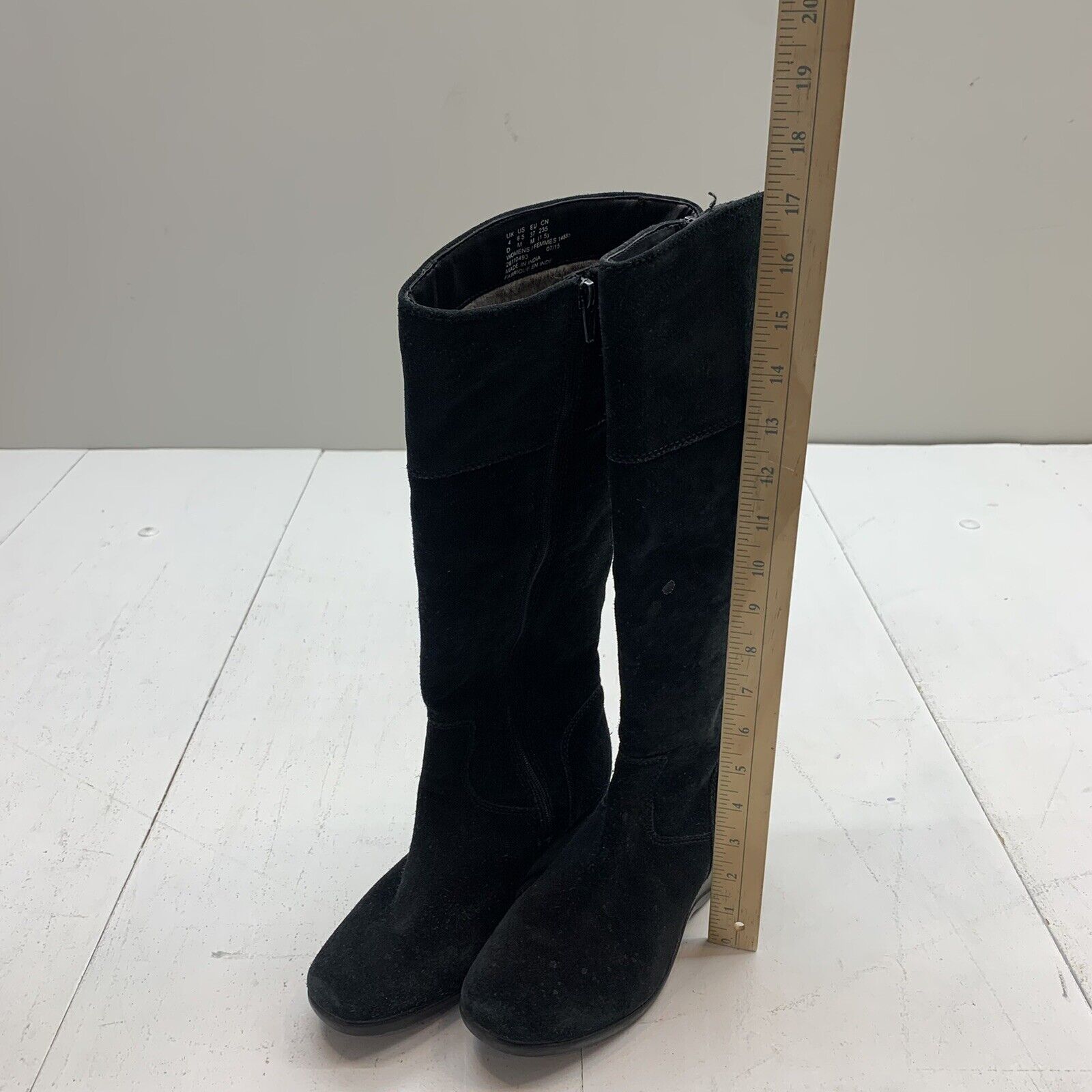 Clarks Tall Wedge Black Suede Boots Size 6.5 - beyond exchange