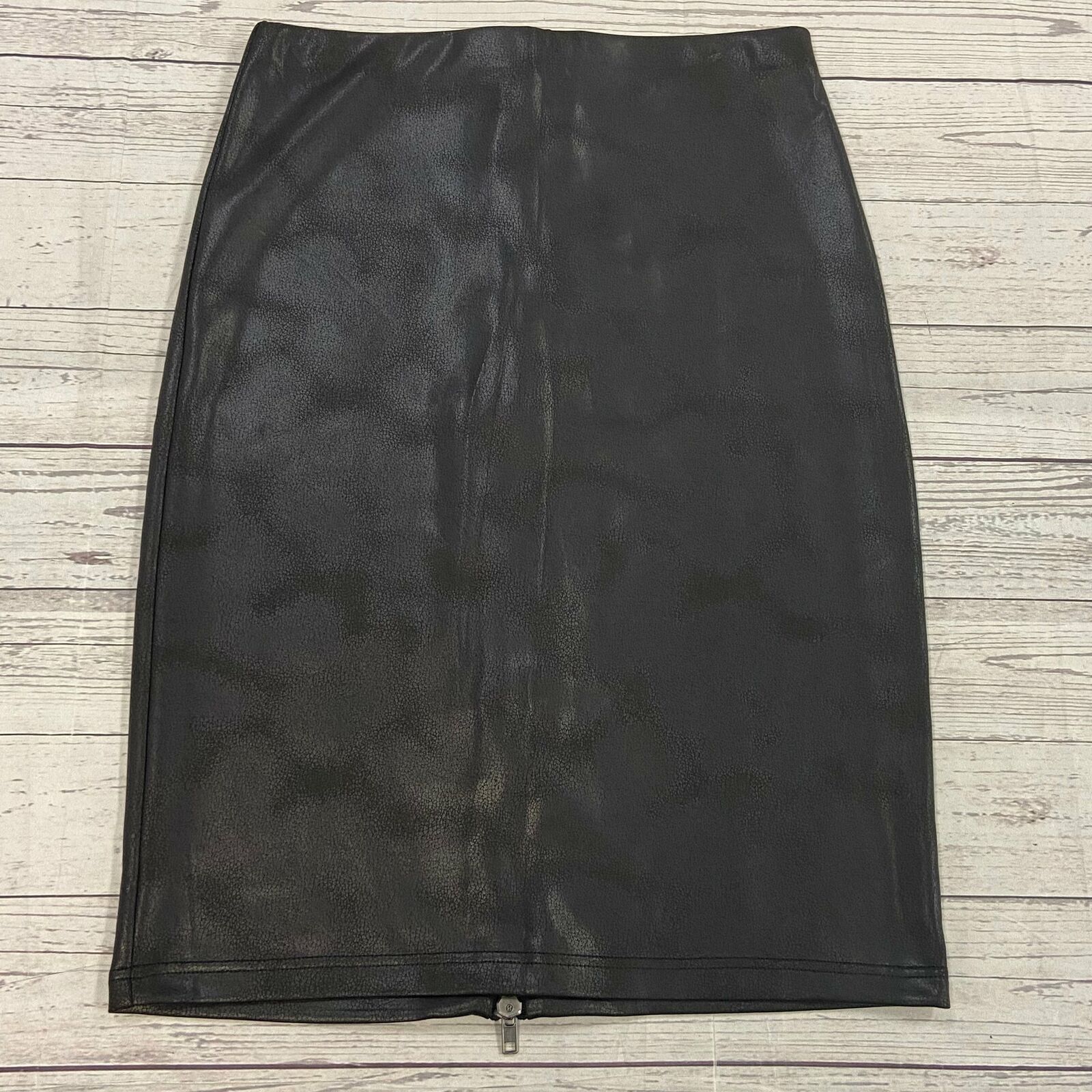 Lena Gabrielle Gray Metallic Business Casual Faux Leather Skirt Woman’s Size 8 N
