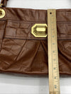 B MAKOWSKY A97055 Brown Croco Embossed Glove Leather Snap Shoulder Bag Purse
