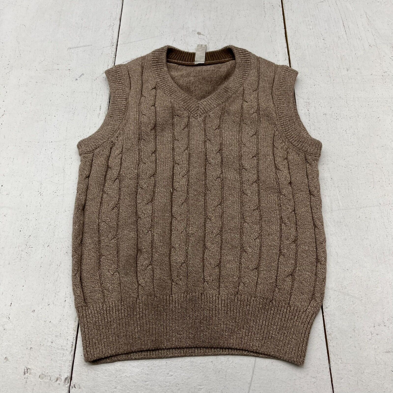 Boboyoyo Brown Cable Knit Sweater Vest Boys Size Small NEW