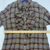 Georg Roth Womens Red/BrownPlaid Ruffle Button up long sleeve size XL