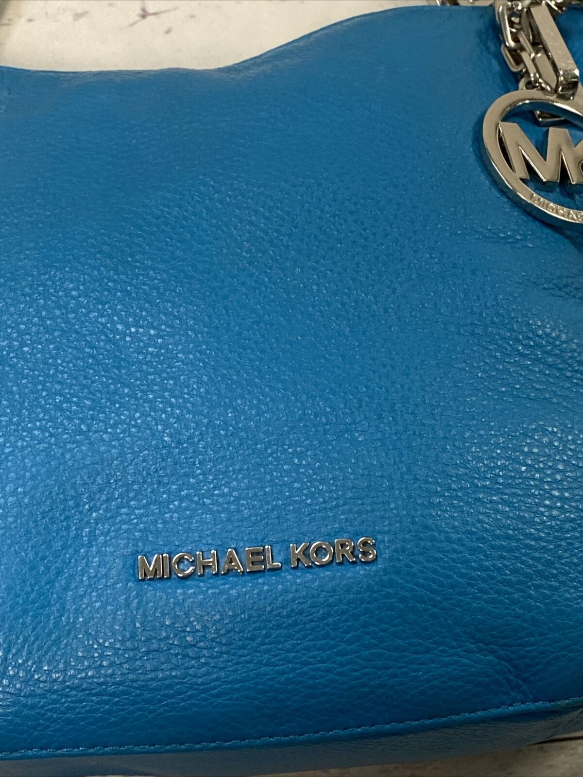 Michael Kors 30H3SOKE2L Brooke Medium Summer Blue Leather Shoulder Tot -  beyond exchange