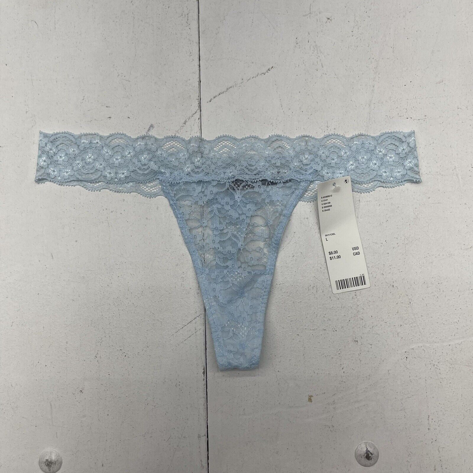 Out From Under Blue Lace Thong Underwear Women's Size Large New - beyond  exchange