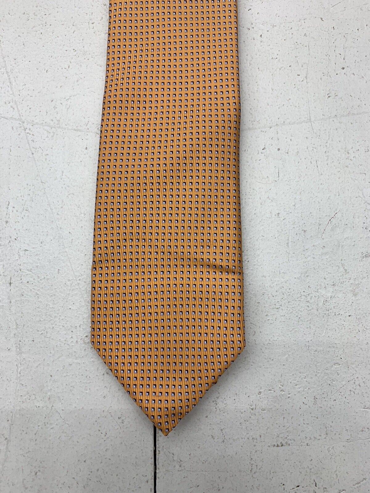 JZ Richards Orange Blue Square Print Neck Tie