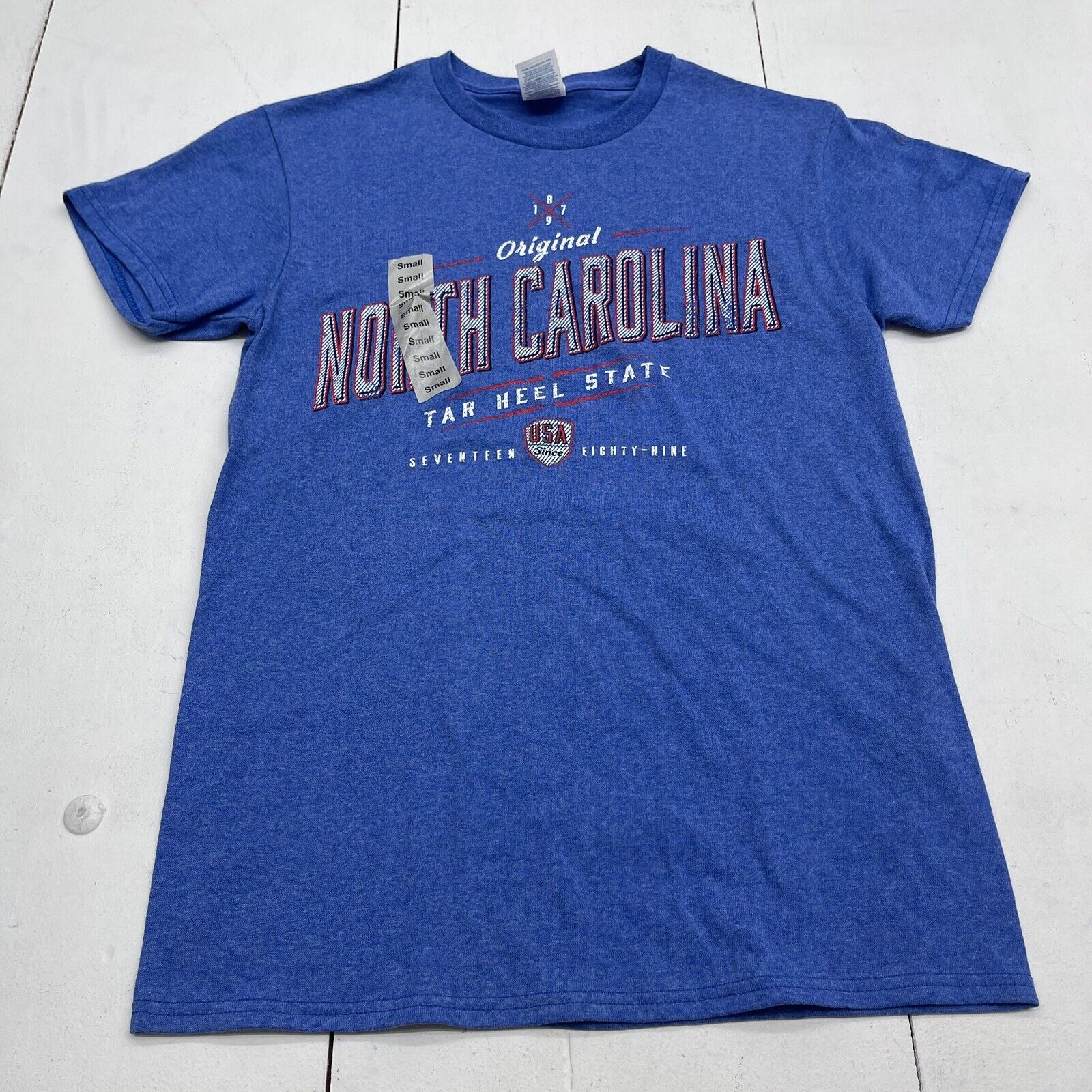 Delta Pro Weight Blue North Carolina Graphic Short Sleeve T Shirt Adults Size S