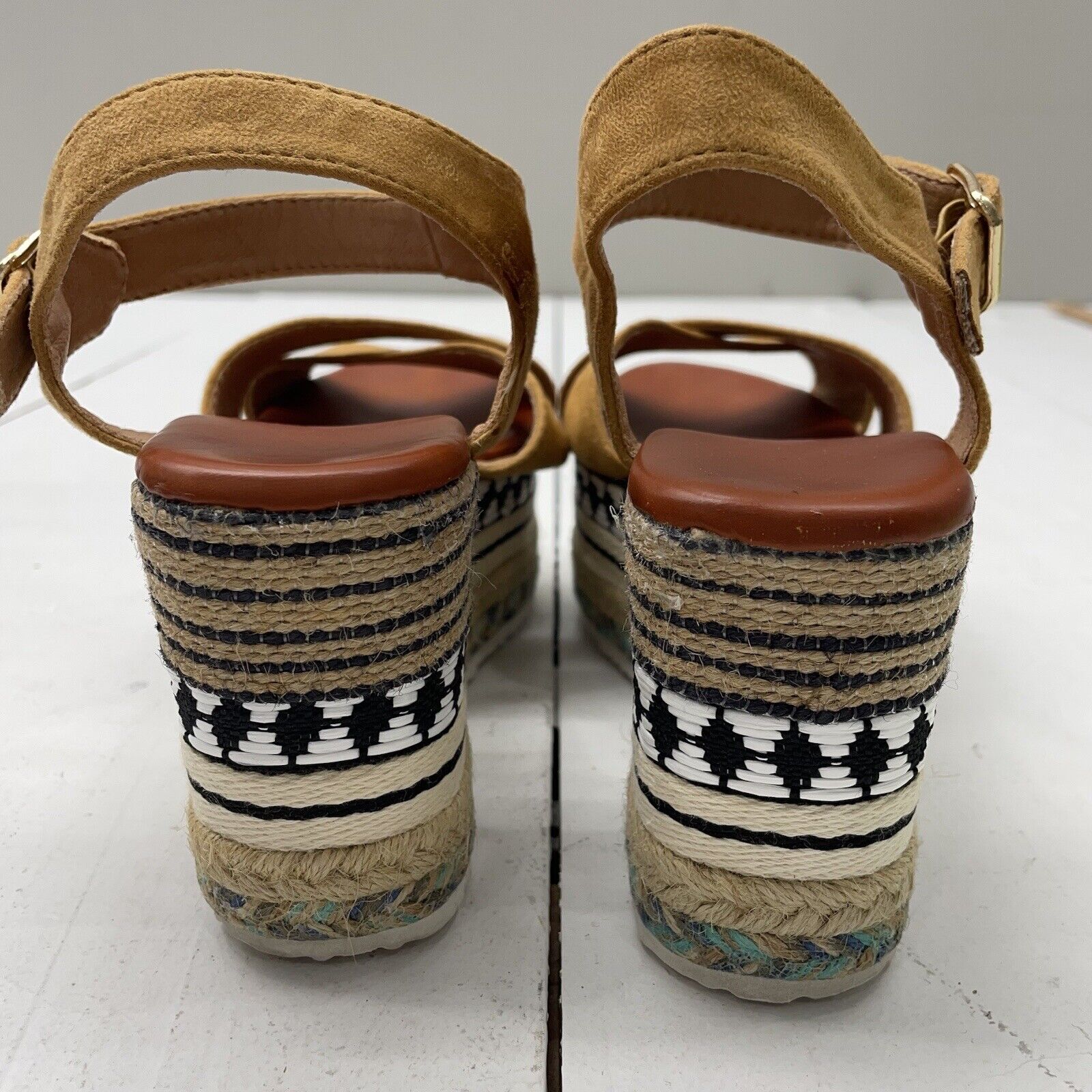 Boho Crochet Platform Footbed Sandals - Tan