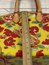 DOONEY &amp; BOURKE Yellow PVC Multi Floral Satchel Shoulder Bag Leather Trim*