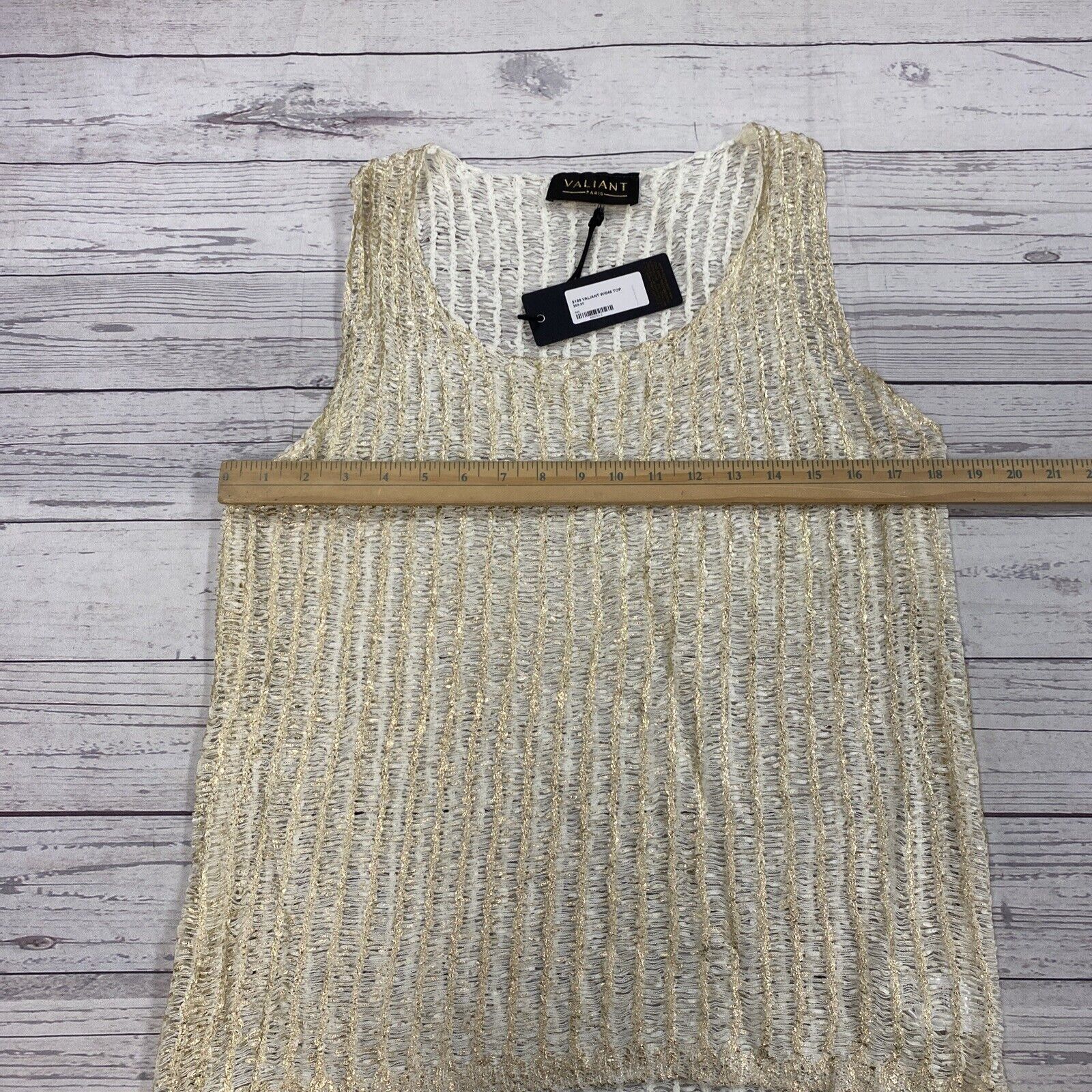 Valiant Paris WI046 Cream And Gold Crocheted Tank Top￼ Women's Size M/ -  beyond exchange
