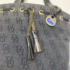 VINTAGE Dooney &amp; Bourke Drawstring Canvas Signature DB Bucket Leather Trim Bag*