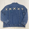 Vintage Roebuck &amp; Co Denim Lace Stitch Back Jacket Women’s Size Medium