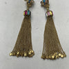 Gold Tassel Crystal Dangle Drop Clip On Earrings