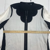 Elie Tahari Womens Black/White Long sleeve zip up blouse size XL