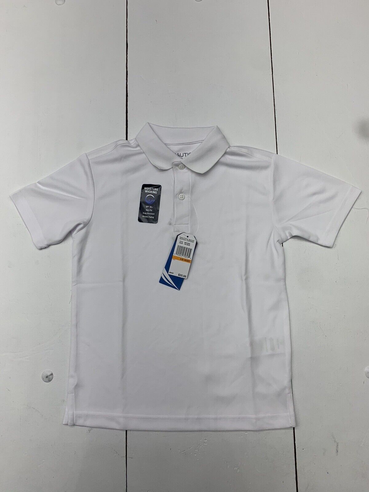Nautica School Uniform Boys White Polo Shirt Size Husky Small