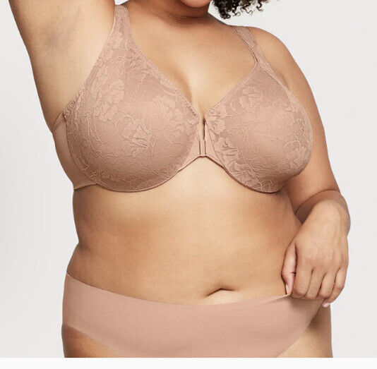 GLAMORISE 9246 Cappuccino Lacey T-Back Front-Closure WonderWire Bra Si -  beyond exchange