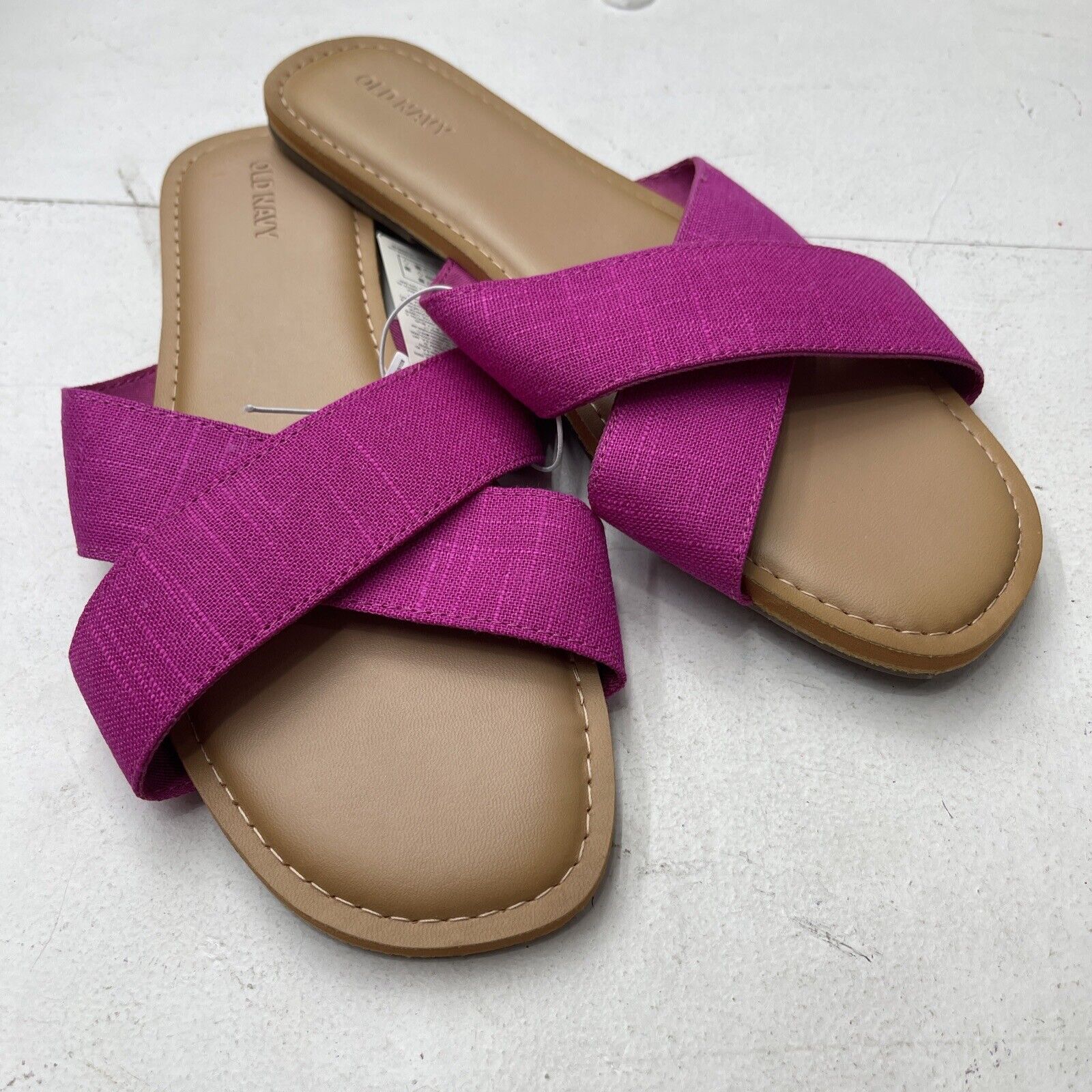 Old Navy Pink Linen Cross Strap Sandals Women’s Size 11 New