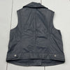 Vince Gray Textured Leather Moto Vest Women Size Small