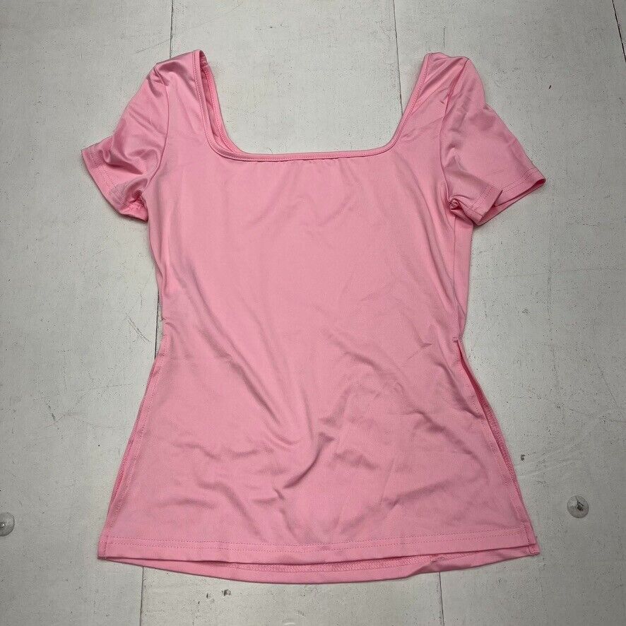 Shein Pink Square Neck Short Sleeve T-Shirt Womens Size Medium NEW