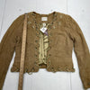 Vintage Apart Tan Suede Star Rope Detail Jacket Missy Size 4
