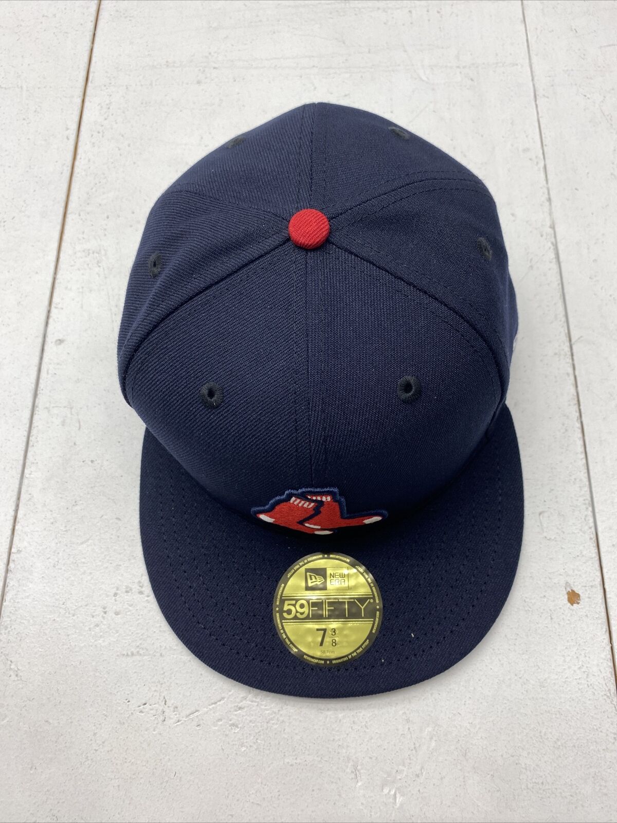 Exclusive Fitted New Era 7 3/4 Boston Red Sox Hat Cap Sea Blue