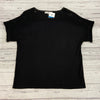 Loft Black Short Sleeve Fringe Hem Shirt Blouse Women Size L NEW