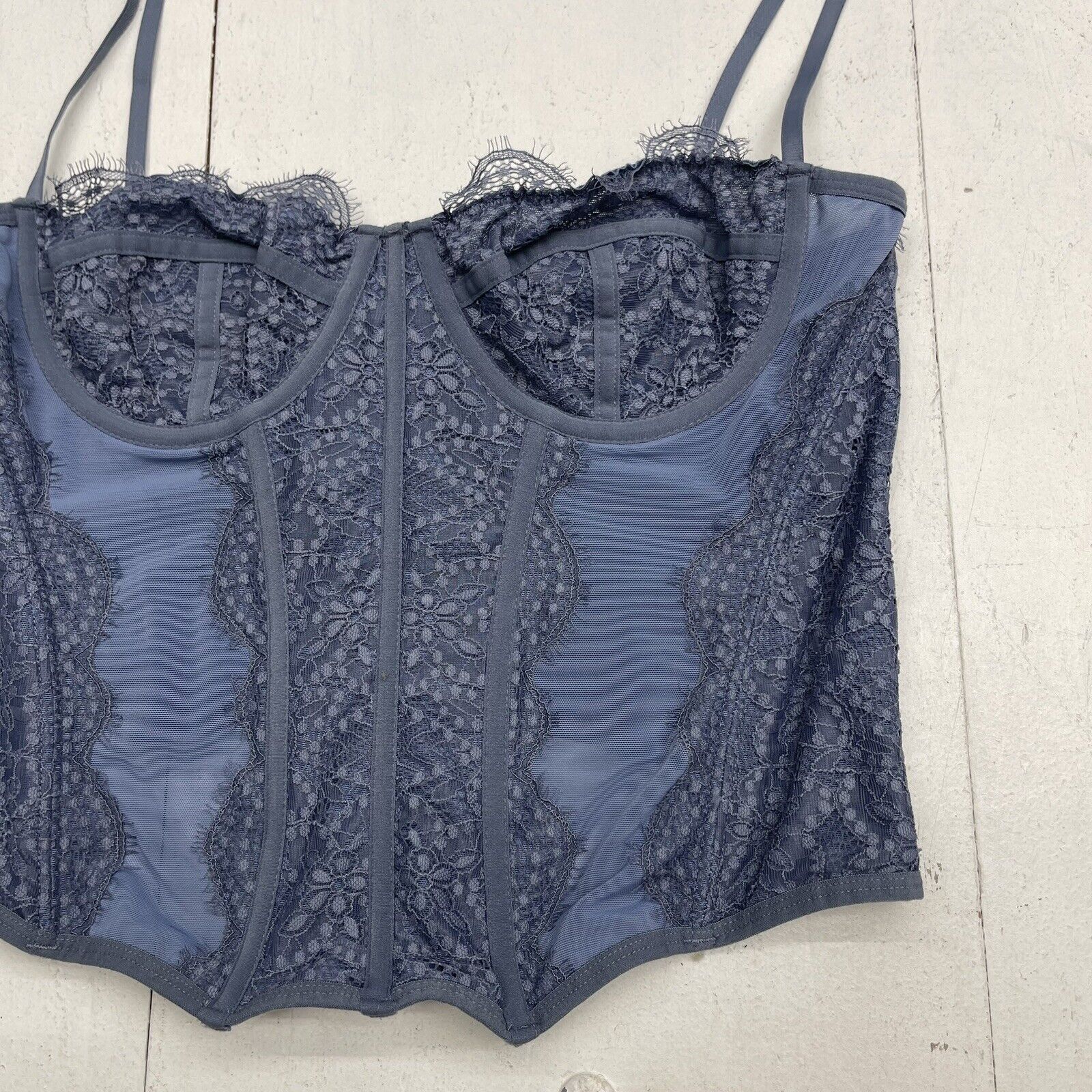Out From Under Modern Love Lace Corset Tank Blue Women's Size XL