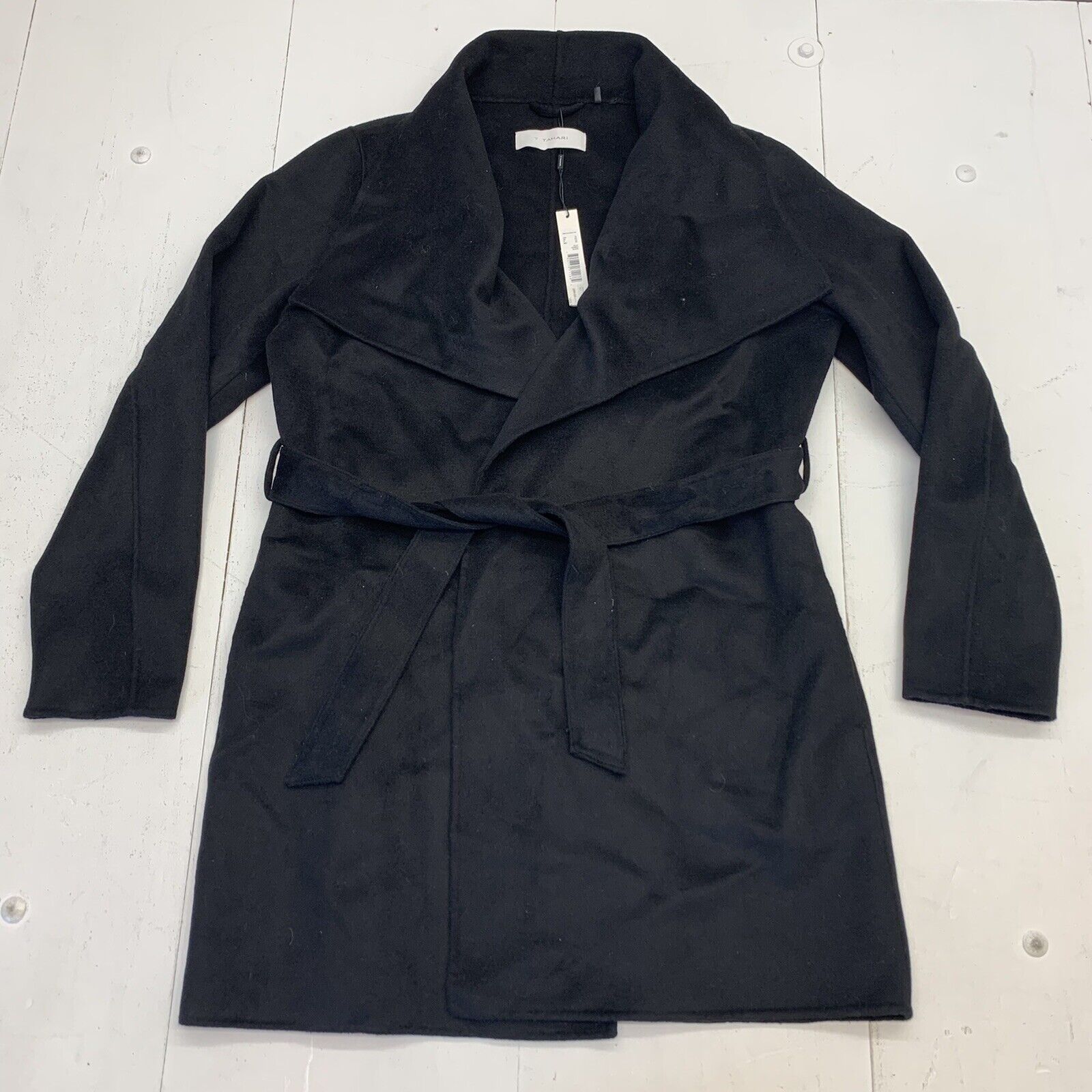 Tahari Womens Black Belted Over Coat size XL