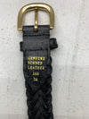 Womens Black Woven Leather Belt Size 34