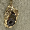 Gold Tone Plated Chain Necklace With Geode Pendant 16 Inch
