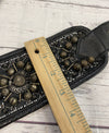 Ibisco Leather/Cuir Black Beaded Sequin Belt NWT Retail $295 Made in India M\L