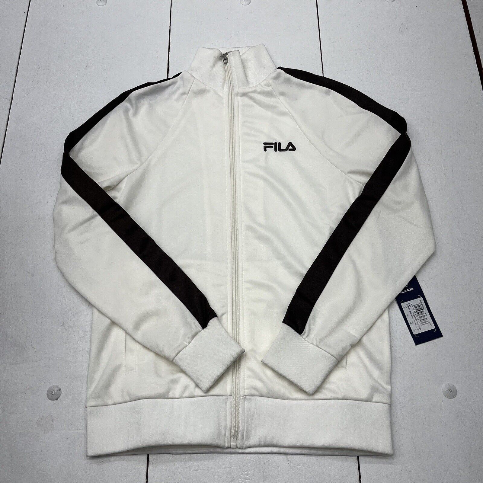 Fila Ivory & Brown Side Panel Full Zip Track Top Men's Size X-Small