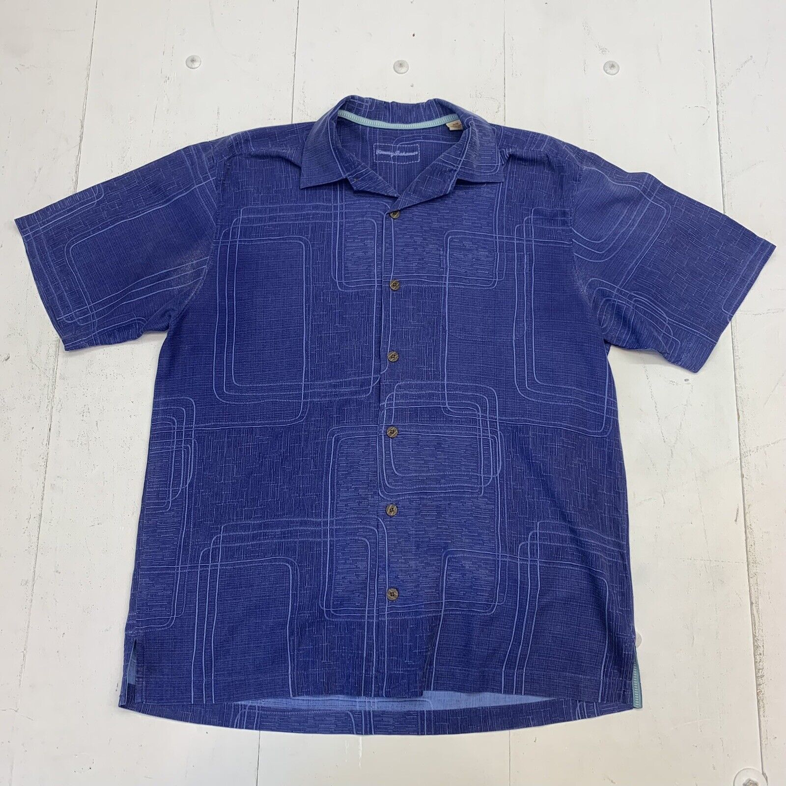 Tommy Bahama Mens Dark Blue Short Sleeve Button Up Size Medium