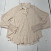 La Miel Champagne Nude Button-Up Collared Shirt Ruched Sleeve Womens Size M NEW