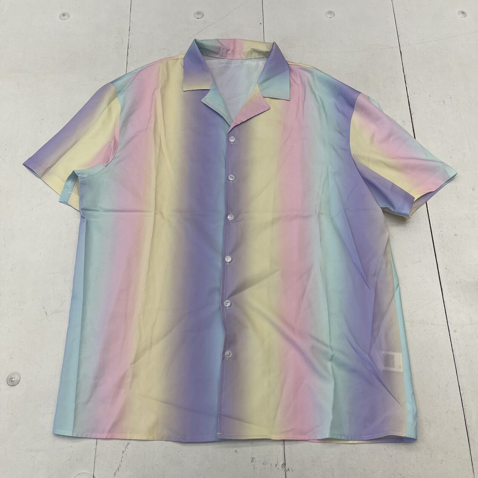 SHEIN Pastel Multicolored Short Sleeve Button Up Mens Size Large New