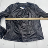 Gap Black Vinyl Faux Leather Zip Up Jacket Women’s Size XL