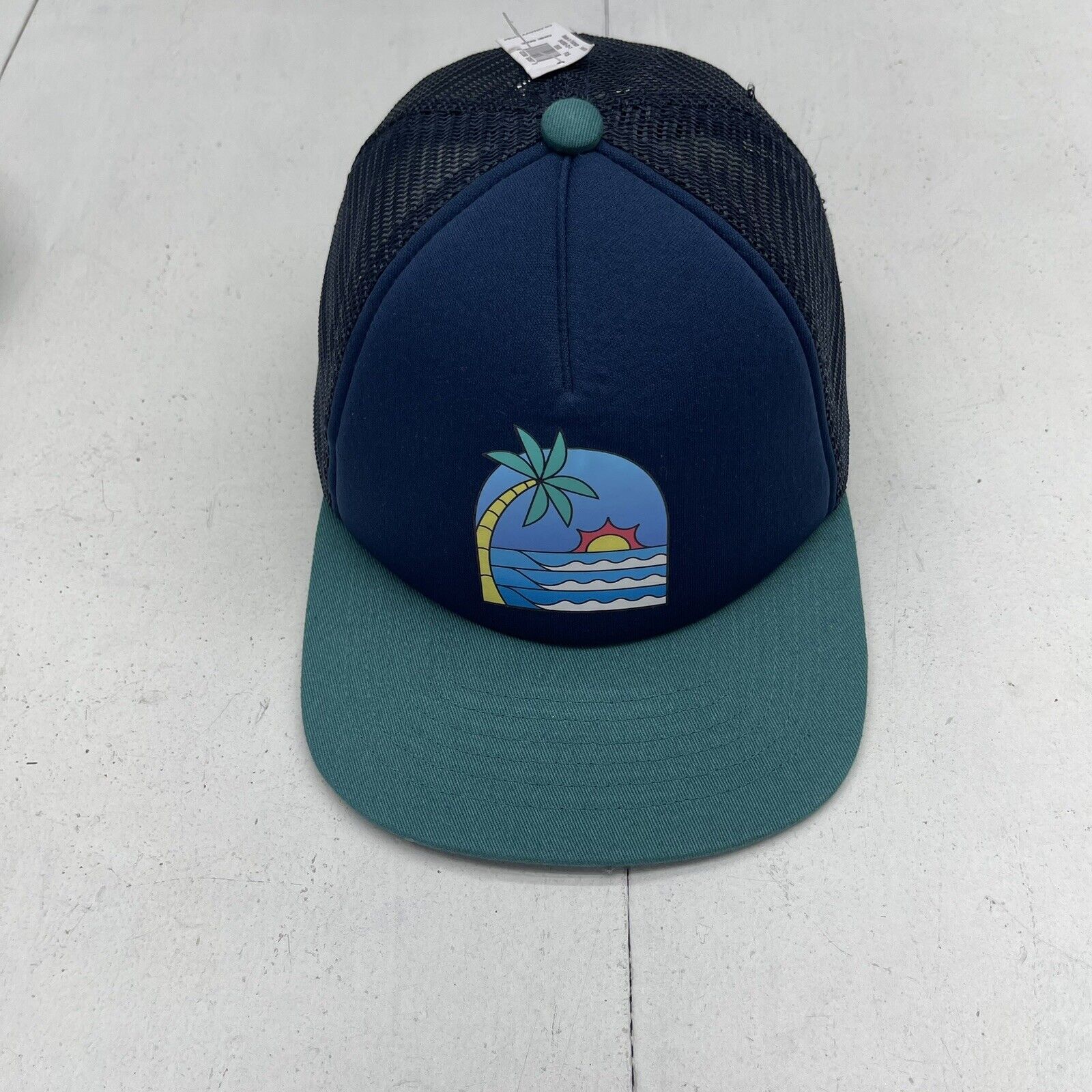 Old Navy Blue Teal Flat Brim Trucker Hat Youth Boys OS New Defect