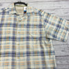 Tommy Bahama Natural Blue Plaid Button Up Short Sleeve Silk Shirt Men Size M Ori
