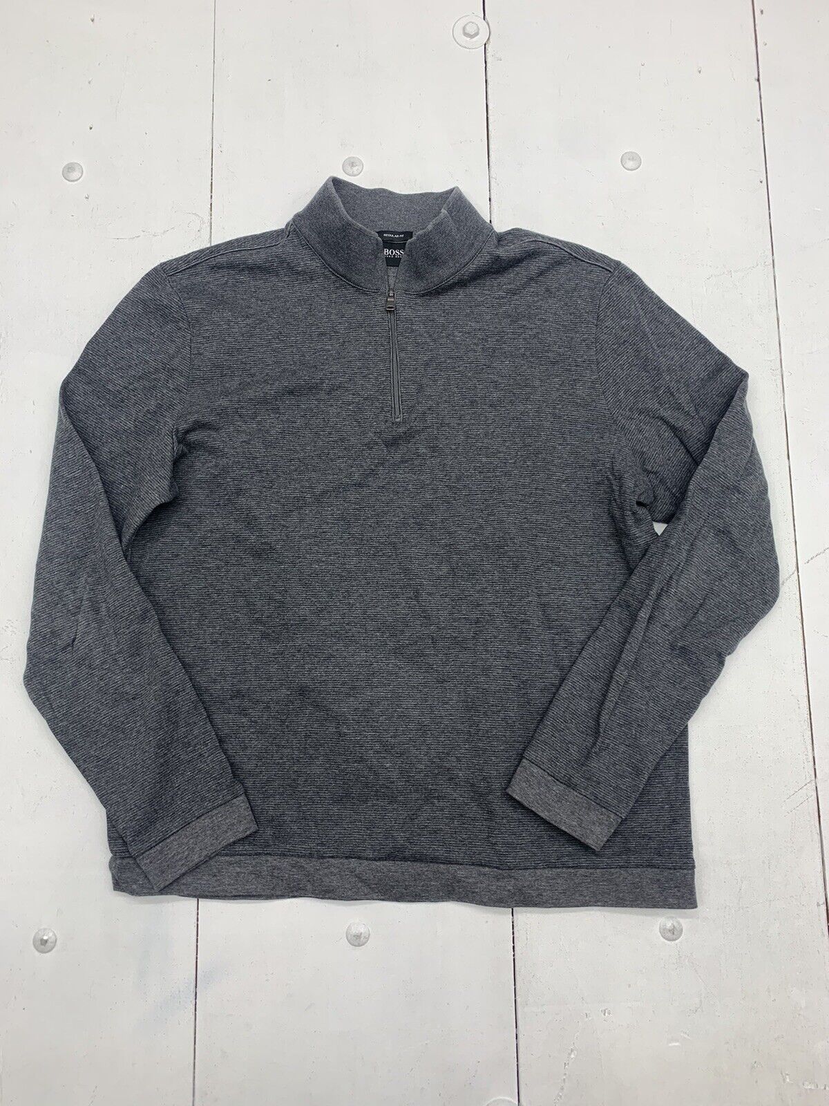 Hugo Boss Mens Gray 1/4 Zip Pullover Sweater Size XL