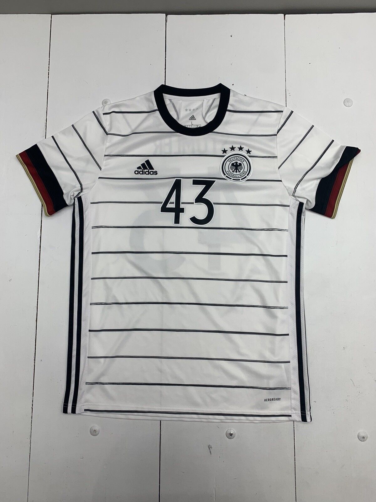 Adidas Deutscher Fussball-Bund White Stumler Jersey  Size large