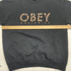 Obey Black Sweatshirt Crewneck Long Sleeve Floral Print Logo Women Size M