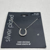 Silver Plated Cubic Zirconia 18” Horseshoe Necklace New
