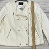 Banana Republic White Button Zip Up Moto Jacket Blazer Women Size 12 NEW *
